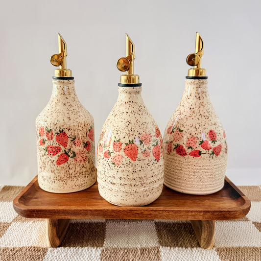 Speckled Strawberry Oil Cruet