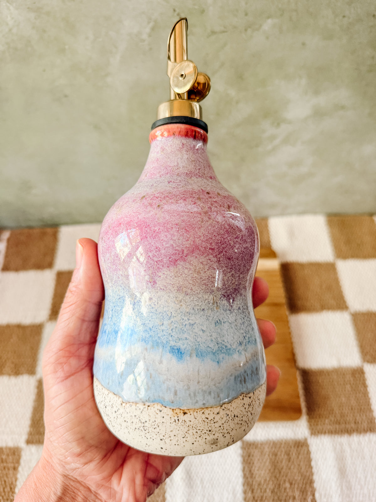 16oz  Pink & Blue Bubble Cruet