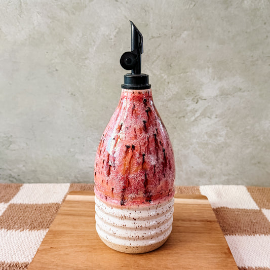 18oz  Pink Drip Oil Cruet