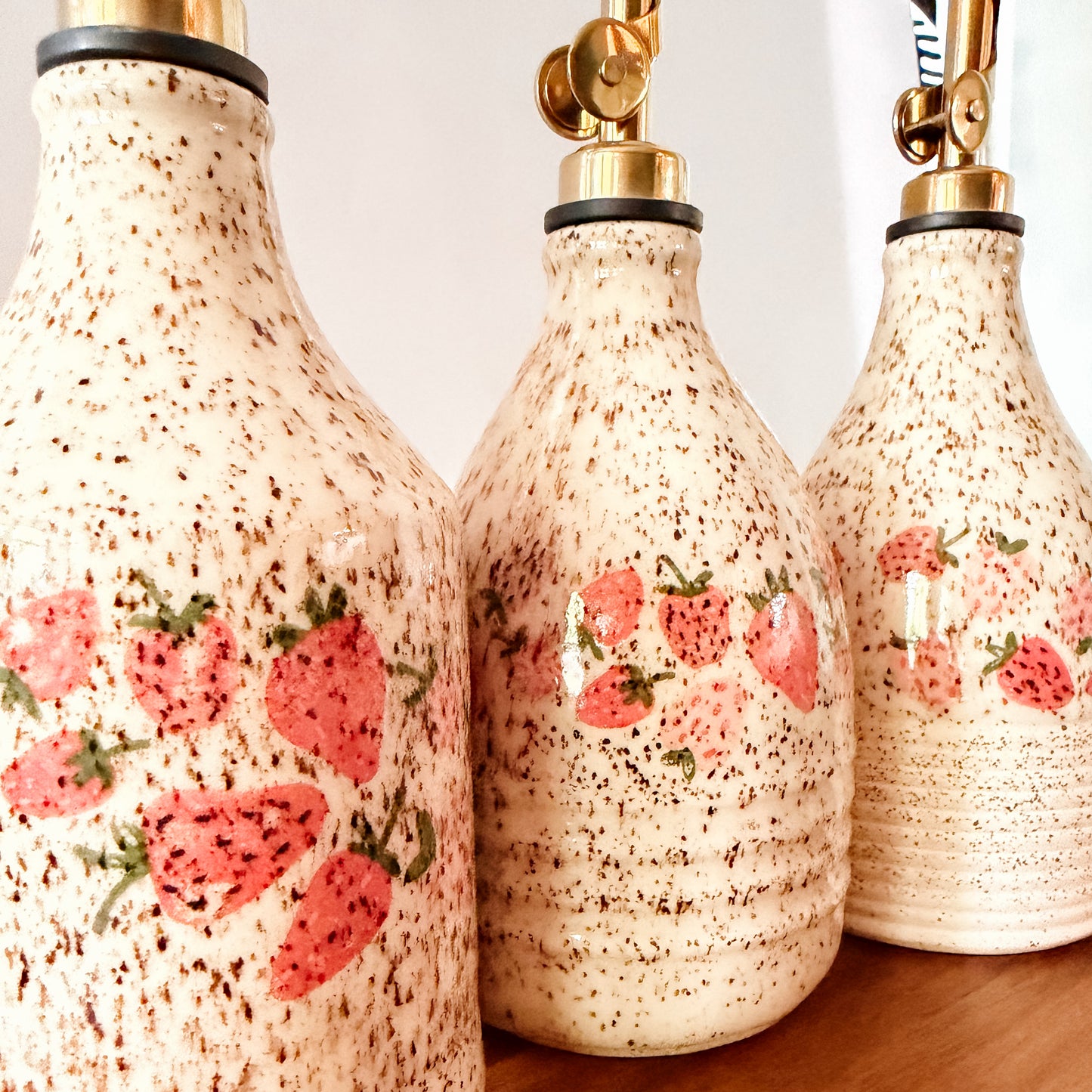 Speckled Strawberry Oil Cruet