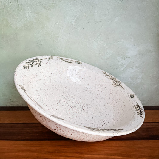 8” Shallow Floral Serving Bowl