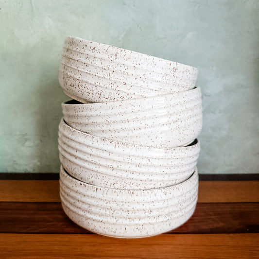 Cream Speckled Salad Bowl