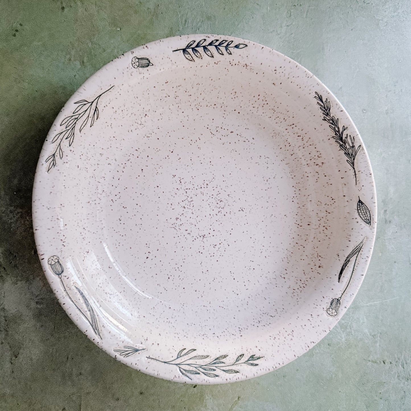 8” Shallow Floral Serving Bowl