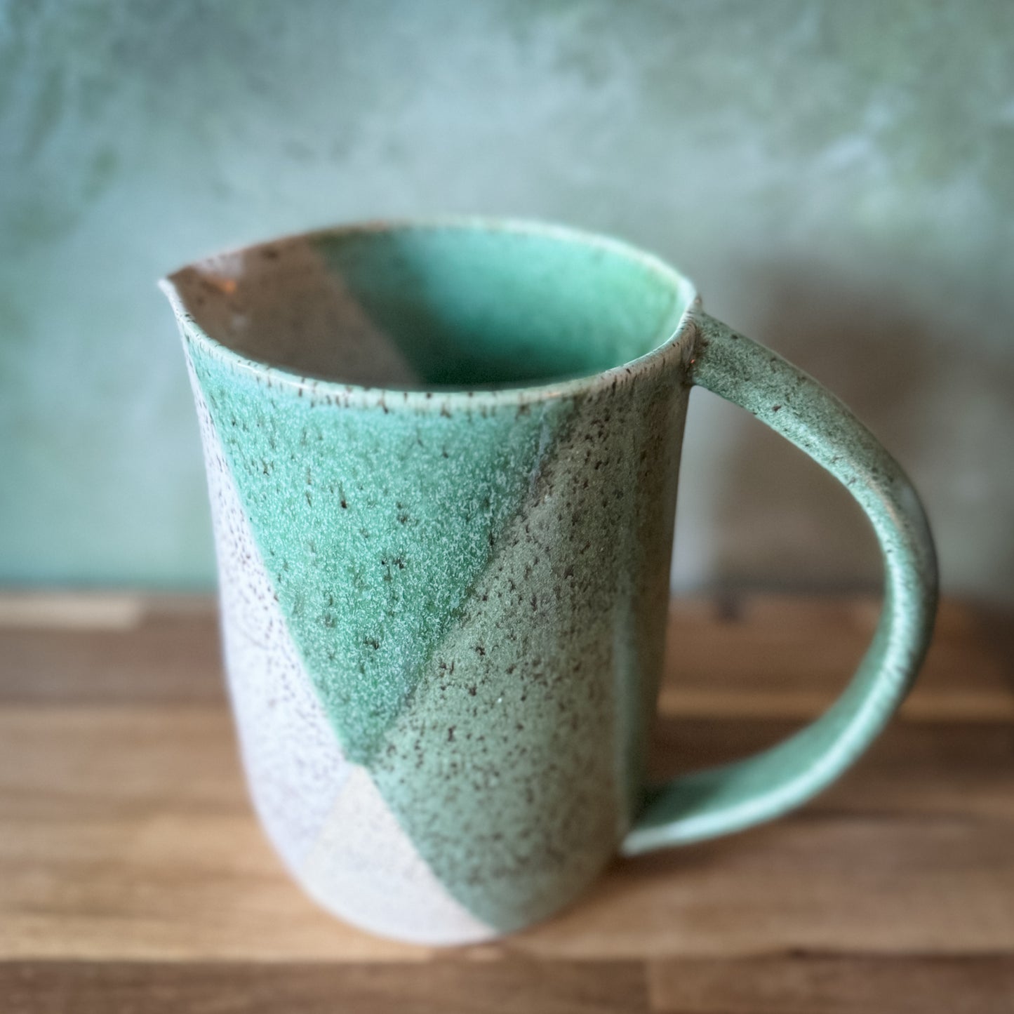 White & Mint Speckled Pitcher