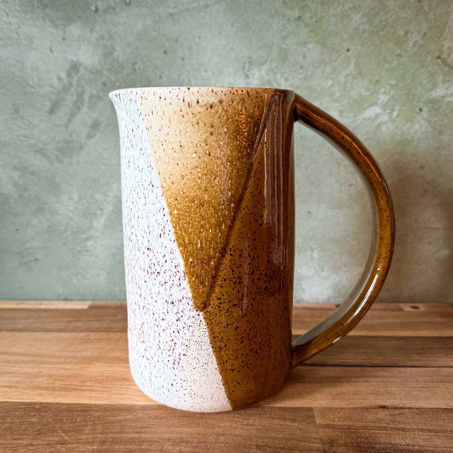 White & Tan Speckled Pitcher