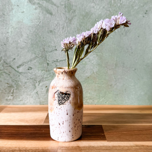 Tan Speckled Moth Bud Vase