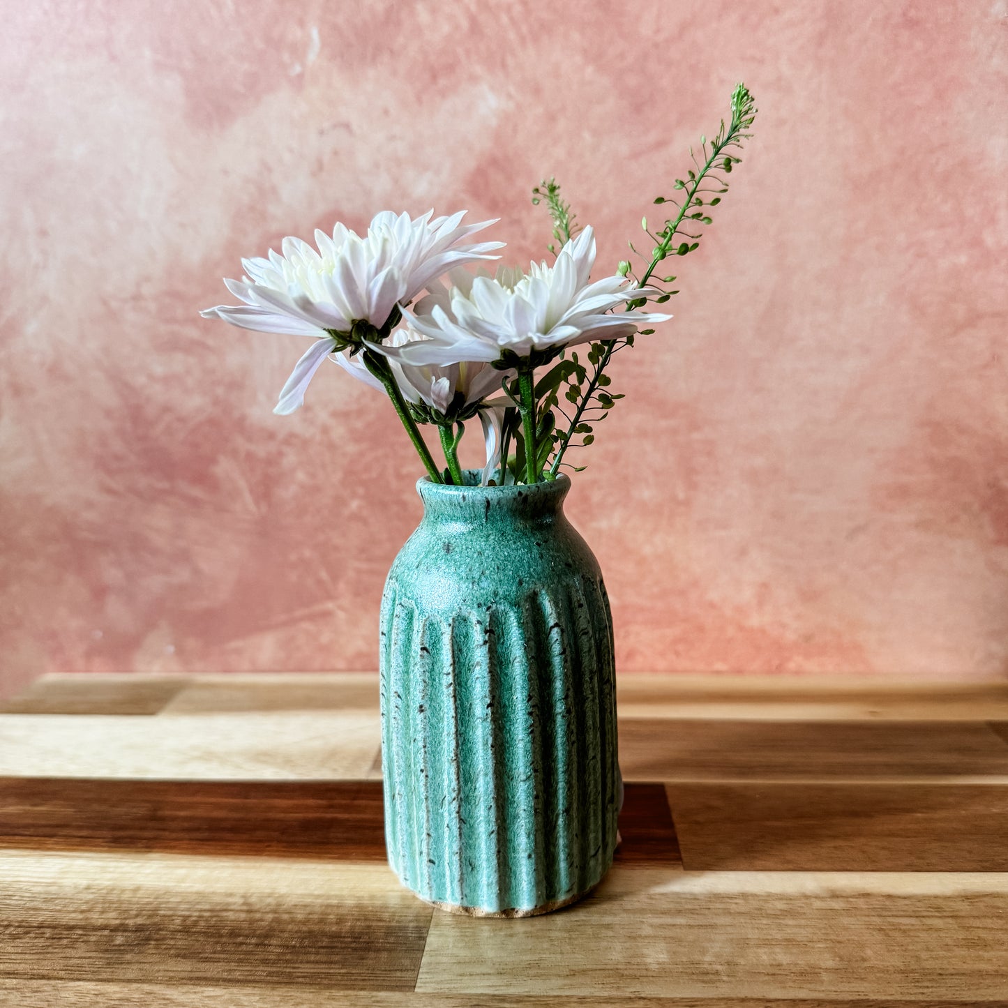 Green Speckled Bud Vase