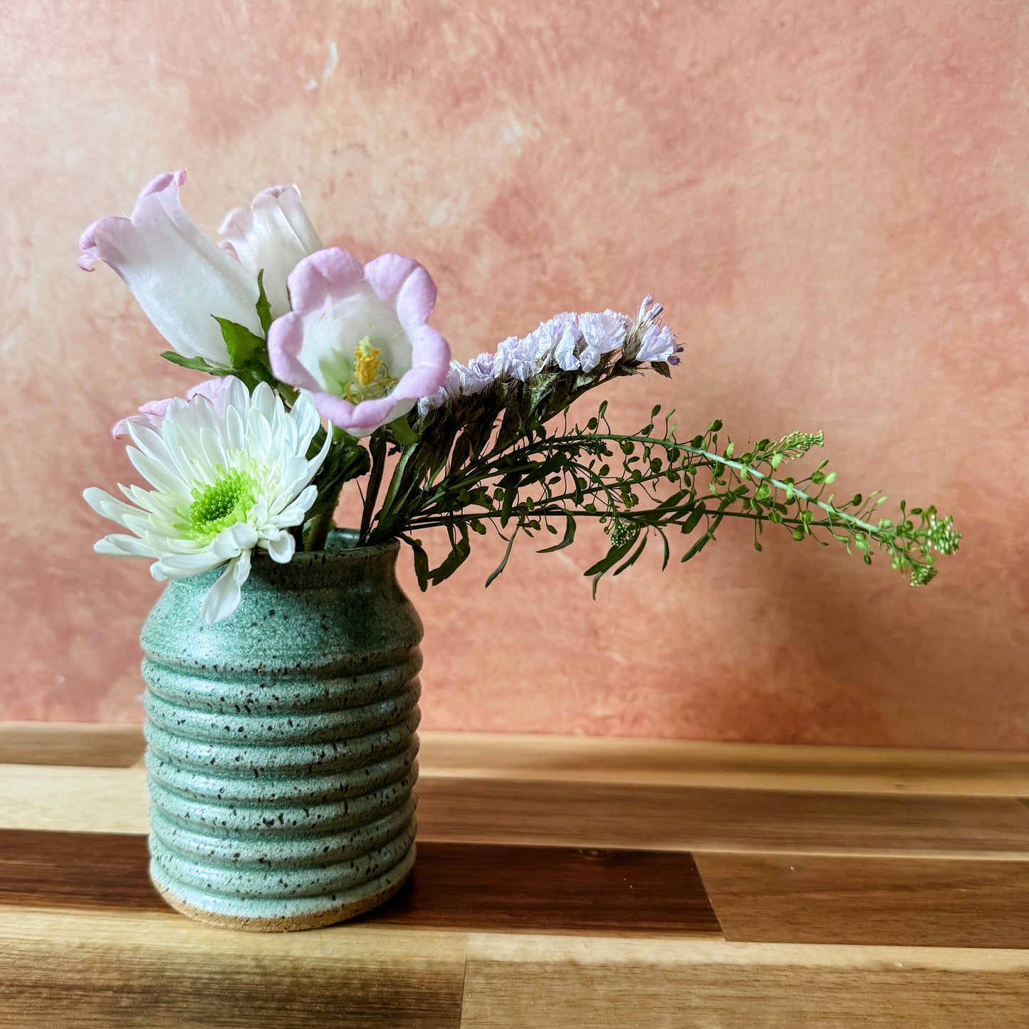 Green Speckled Bud Vase