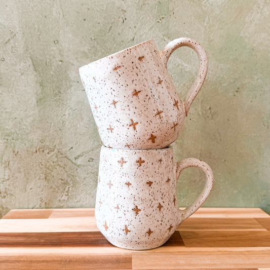 White Speckled Cross Mug