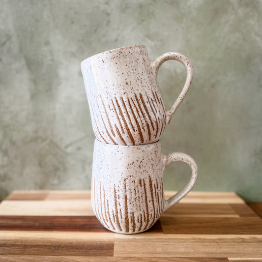 White Speckled Stripe Mug