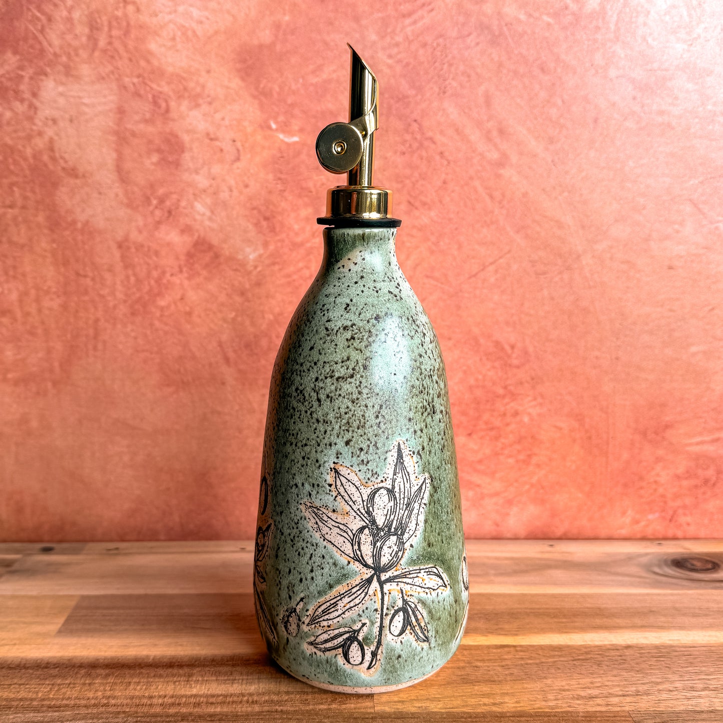 12oz Speckled Mint Olive Branch Oil Bottle