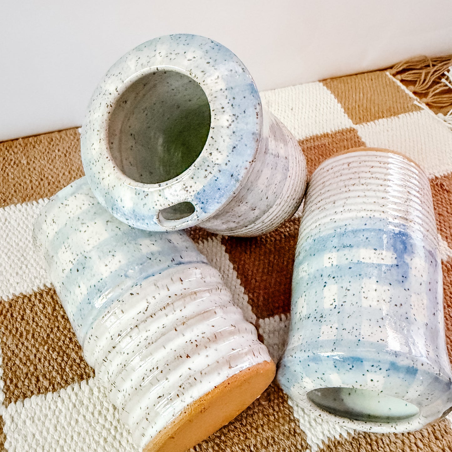 16oz Blue Gingham To-Go Tumbler