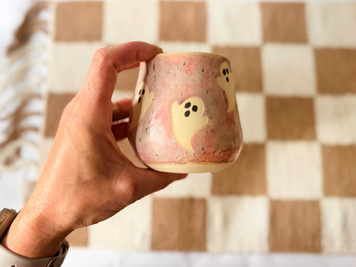 Pink Speckled Ghostie Tumbler